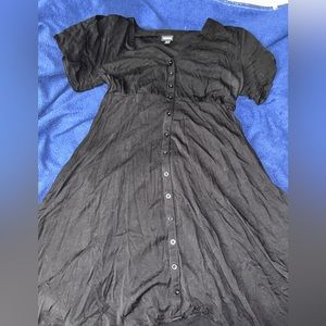 Black Button Down T-Shirt Maxi Dress